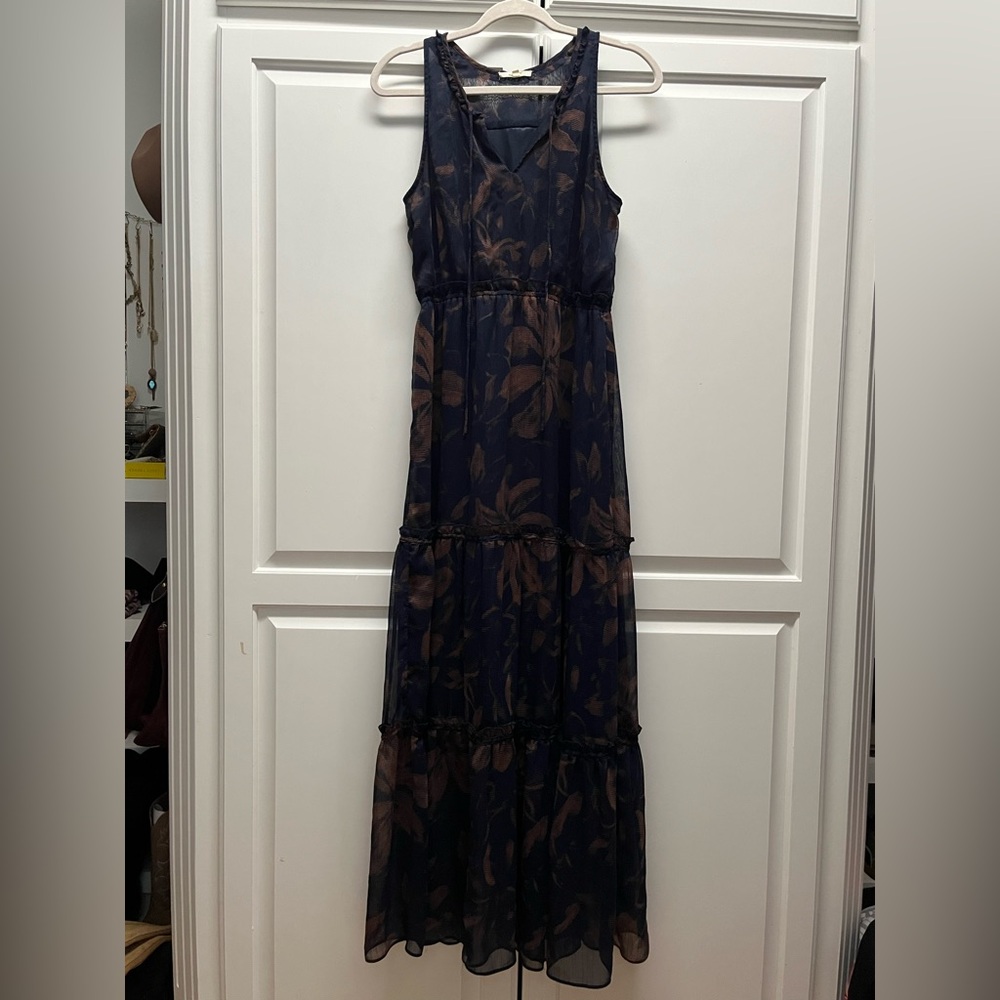 Mystree Navy and Copper Sleeveless Maxi Dress